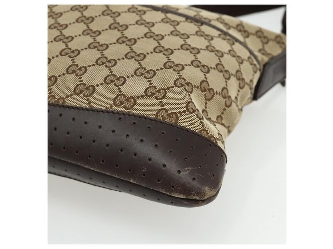 Borsa a Spalla GG Canvas Gucci Beige Argento 145857 Auth 177160 - vista 10