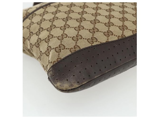 Borsa a Spalla GG Canvas Gucci Beige Argento 145857 Auth 177160 - vista 11