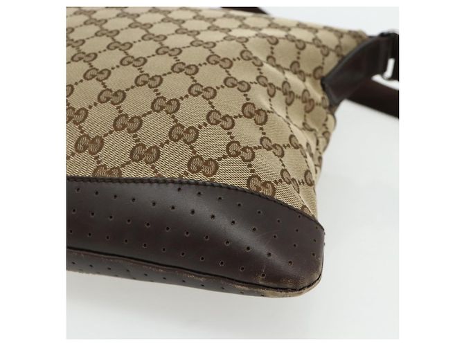 Borsa a Spalla GG Canvas Gucci Beige Argento 145857 Auth 177160 - vista 12