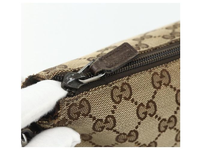 Borsa a Spalla GG Canvas Gucci Beige Argento 145857 Auth 177160 - vista 14