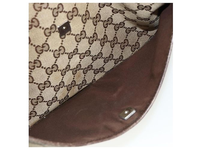 Borsa a Spalla GG Canvas Gucci Beige Argento 145857 Auth 177160 - vista 21