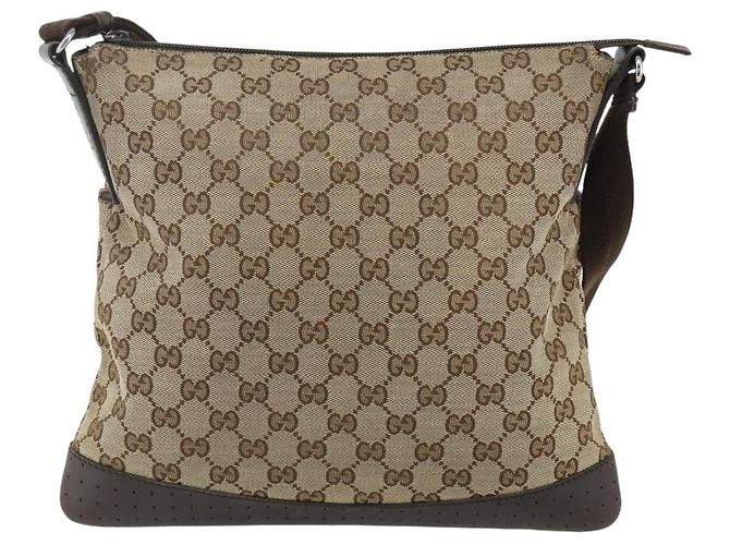 Borsa a Spalla GG Canvas Gucci Beige Argento 145857 Auth 177160 - vista 3