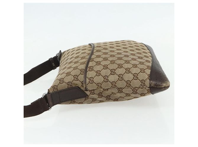 Borsa a Spalla GG Canvas Gucci Beige Argento 145857 Auth 177160 - vista 4