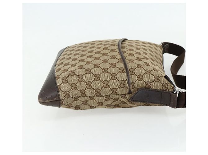 Borsa a Spalla GG Canvas Gucci Beige Argento 145857 Auth 177160 - vista 5