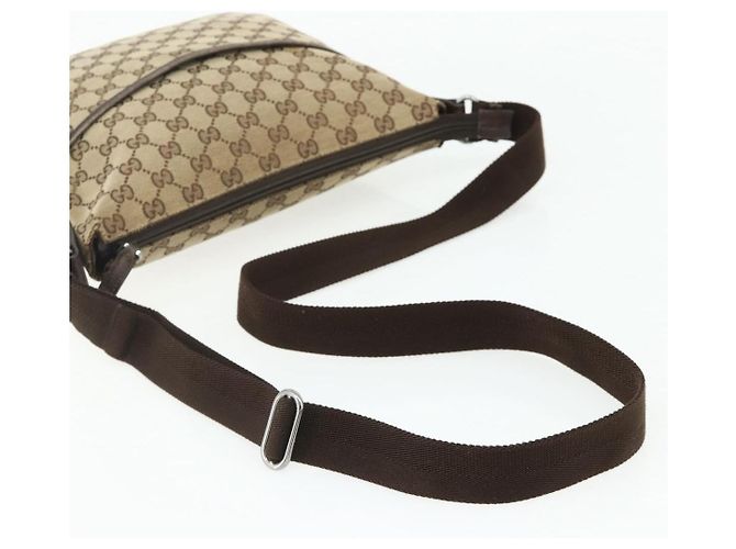 Borsa a Spalla GG Canvas Gucci Beige Argento 145857 Auth 177160 - vista 7