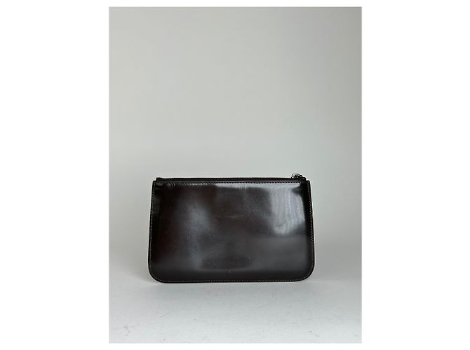 Edge Céline Vintage Celine Pony-Haar und Lackleder Reißverschlussbeutel Braun - Ansicht 2
