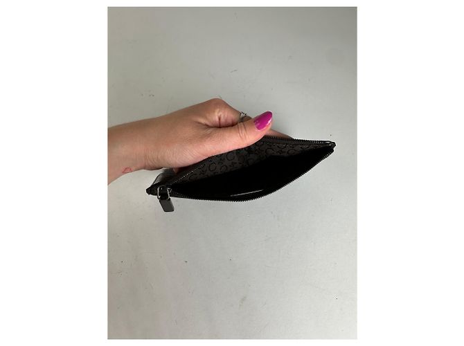 Edge Céline Vintage Celine Pony-Haar und Lackleder Reißverschlussbeutel Braun - Ansicht 5