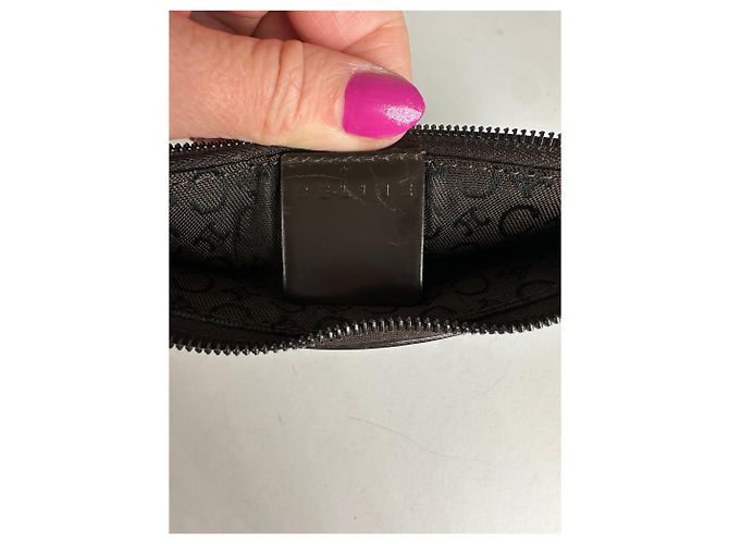 Edge Céline Vintage Celine Pony-Haar und Lackleder Reißverschlussbeutel Braun - Ansicht 6