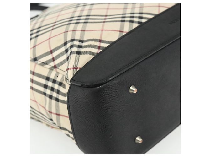 BURBERRY Nova Check Hand Bag Canvas Beige Silver Auth bs34681 Silvery - view 11