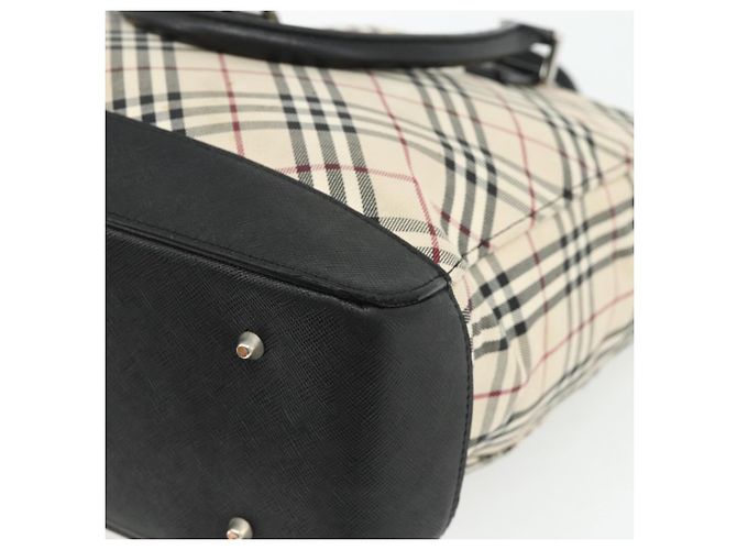 BURBERRY Nova Check Hand Bag Canvas Beige Silver Auth bs34681 Silvery - view 12