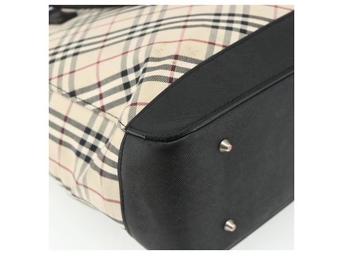BURBERRY Nova Check Hand Bag Canvas Beige Silver Auth bs34681 Silvery - view 13