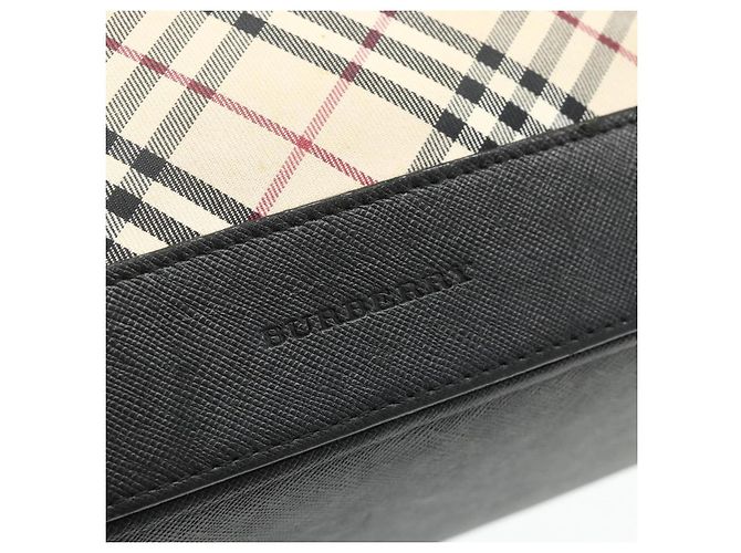 BURBERRY Nova Check Hand Bag Canvas Beige Silver Auth bs34681 Silvery - view 14