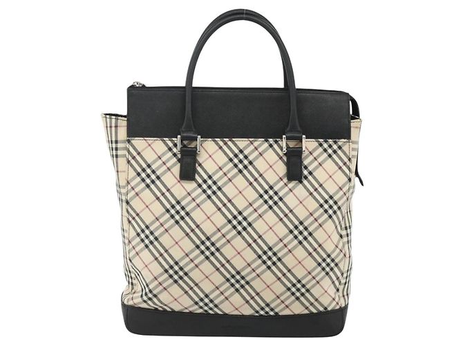 BURBERRY Nova Check Hand Bag Canvas Beige Silver Auth bs34681 Silvery - view 2