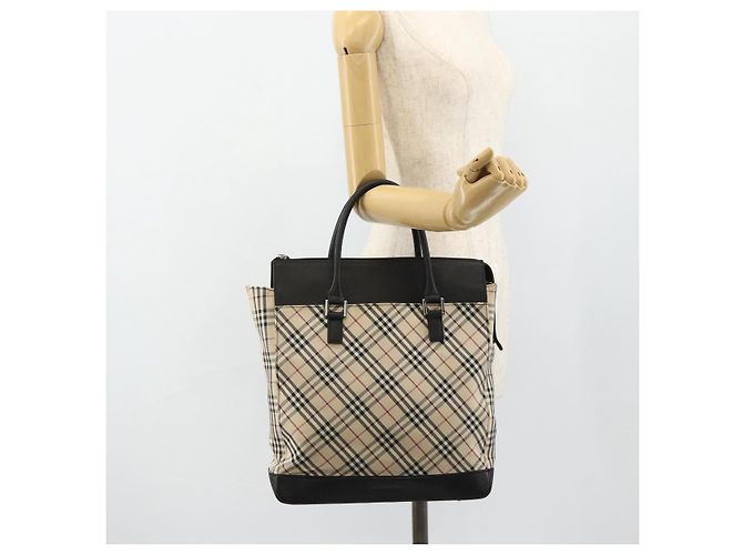BURBERRY Nova Check Hand Bag Canvas Beige Silver Auth bs34681 Silvery - view 25