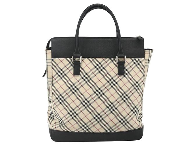 BURBERRY Nova Check Hand Bag Canvas Beige Silver Auth bs34681 Silvery - view 3
