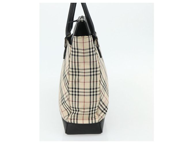 BURBERRY Nova Check Hand Bag Canvas Beige Silver Auth bs34681 Silvery - view 4