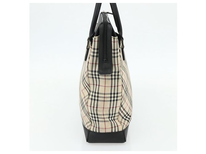 BURBERRY Nova Check Hand Bag Canvas Beige Silver Auth bs34681 Silvery - view 5