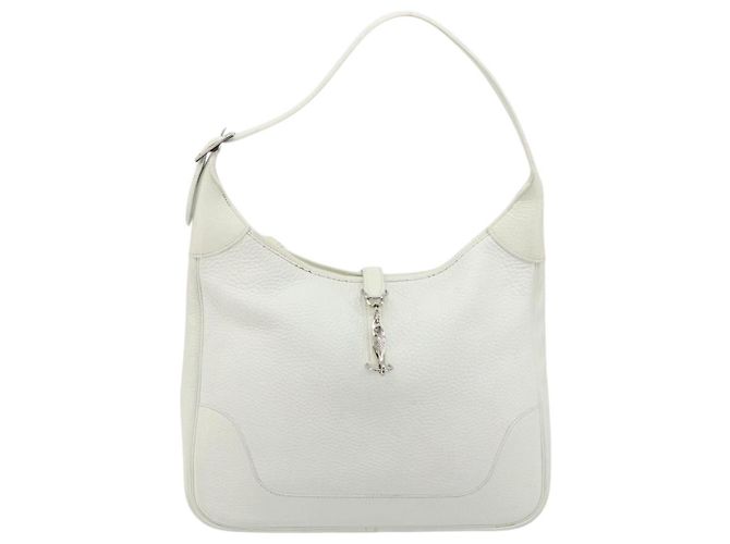 Hermès HERMES Borsa a Spalla Trim 35 in pelle Togo Bianco Argento Auth 176262A - vista 2
