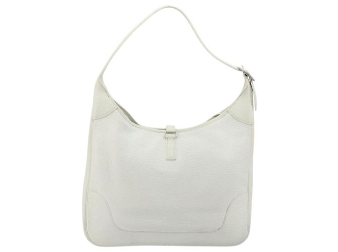Hermès HERMES Borsa a Spalla Trim 35 in pelle Togo Bianco Argento Auth 176262A - vista 3