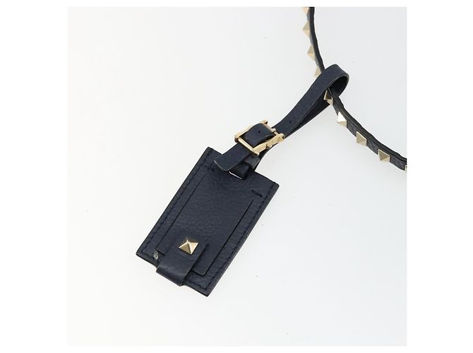 VALENTINO Borsa a Spalla Rock Studs in Pelle Blu Navy e Oro Auth BA12296A D'oro - vista 18