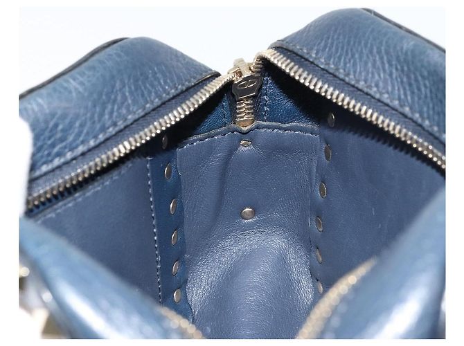 VALENTINO Borsa a Spalla Rock Studs in Pelle Blu Navy e Oro Auth BA12296A D'oro - vista 20