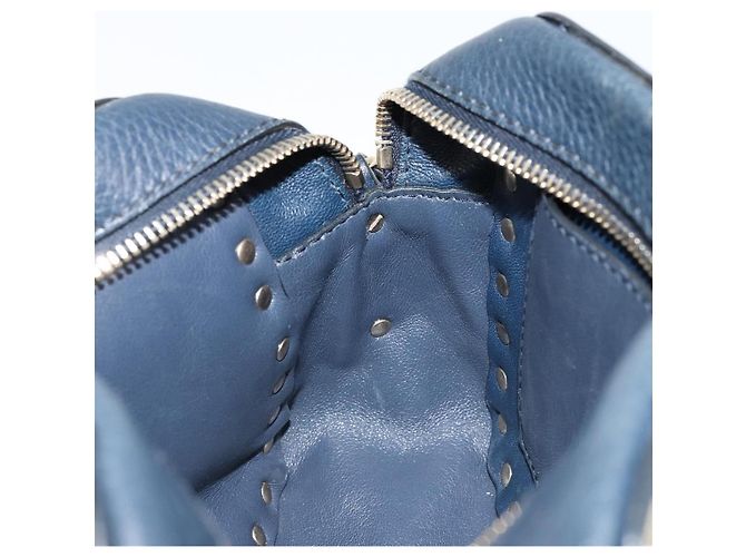 VALENTINO Borsa a Spalla Rock Studs in Pelle Blu Navy e Oro Auth BA12296A D'oro - vista 21