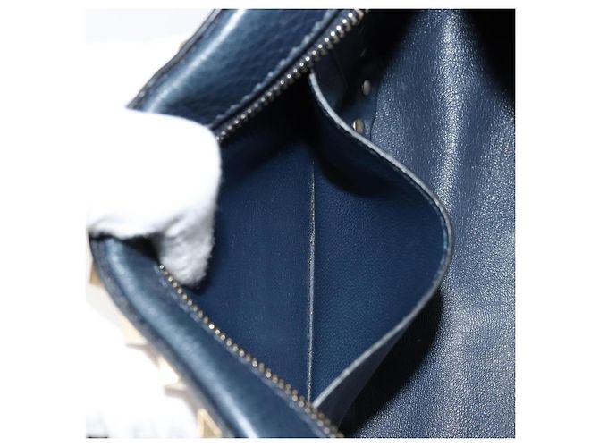 VALENTINO Borsa a Spalla Rock Studs in Pelle Blu Navy e Oro Auth BA12296A D'oro - vista 22