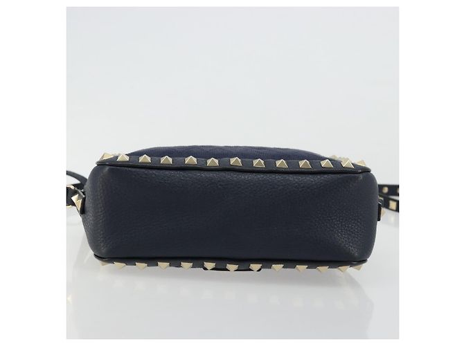 VALENTINO Borsa a Spalla Rock Studs in Pelle Blu Navy e Oro Auth BA12296A D'oro - vista 5