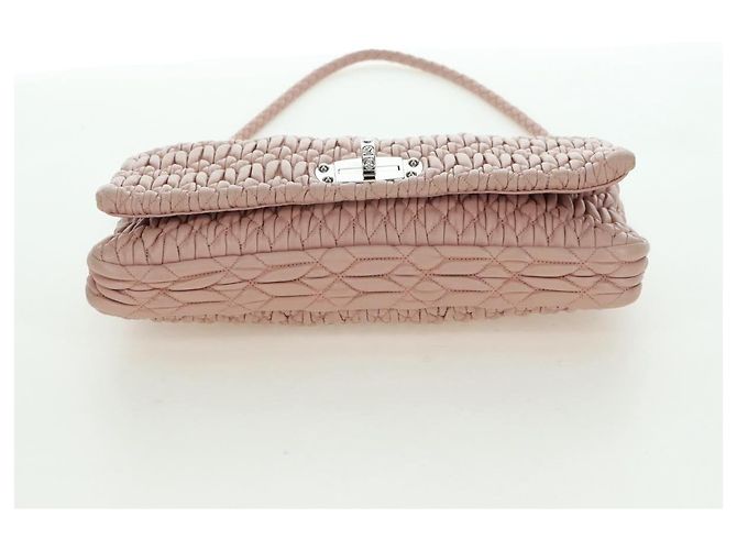 Borsa a Spalla Miu Miu Matelassé in Pelle 2 in 1 Rosa Argento Auth 176382SAM - vista 13