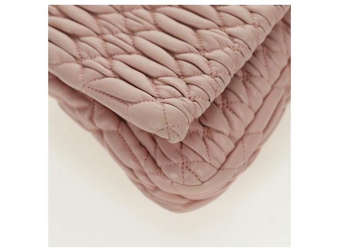 Borsa a Spalla Miu Miu Matelassé in Pelle 2 in 1 Rosa Argento Auth 176382SAM - vista 14