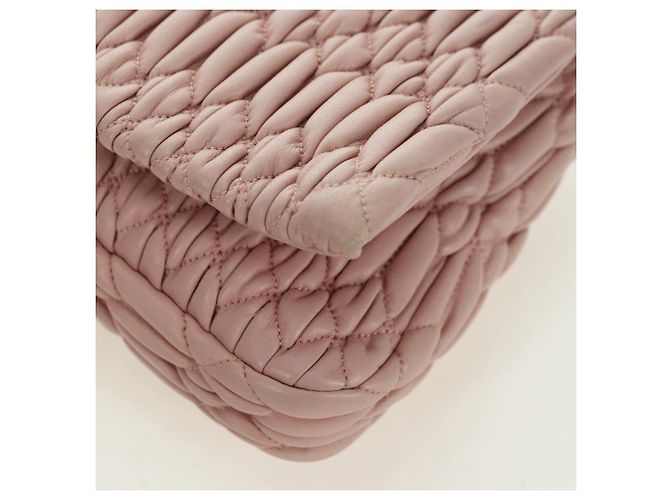 Borsa a Spalla Miu Miu Matelassé in Pelle 2 in 1 Rosa Argento Auth 176382SAM - vista 15