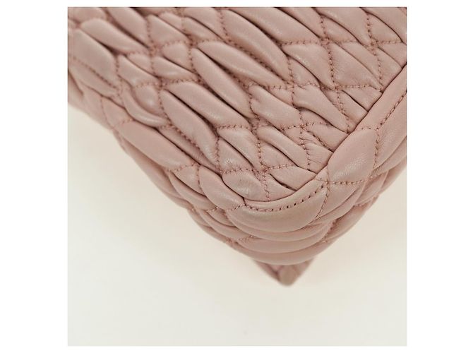 Borsa a Spalla Miu Miu Matelassé in Pelle 2 in 1 Rosa Argento Auth 176382SAM - vista 16