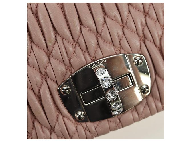 Borsa a Spalla Miu Miu Matelassé in Pelle 2 in 1 Rosa Argento Auth 176382SAM - vista 19