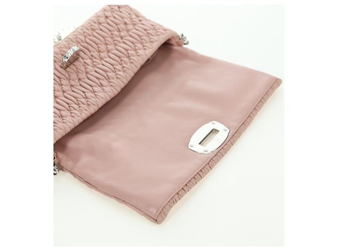Borsa a Spalla Miu Miu Matelassé in Pelle 2 in 1 Rosa Argento Auth 176382SAM - vista 20