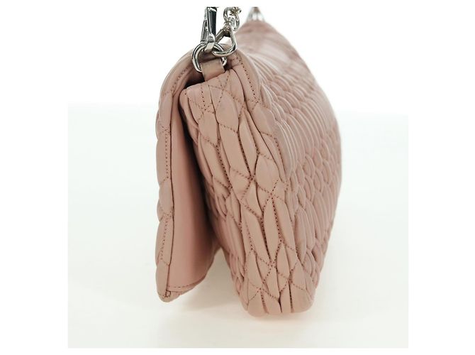 Borsa a Spalla Miu Miu Matelassé in Pelle 2 in 1 Rosa Argento Auth 176382SAM - vista 4
