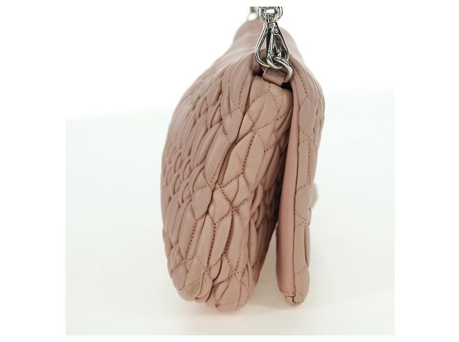 Borsa a Spalla Miu Miu Matelassé in Pelle 2 in 1 Rosa Argento Auth 176382SAM - vista 5