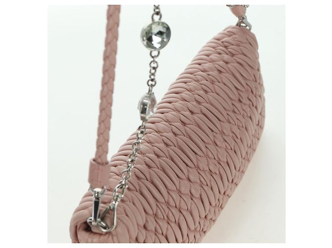 Borsa a Spalla Miu Miu Matelassé in Pelle 2 in 1 Rosa Argento Auth 176382SAM - vista 6