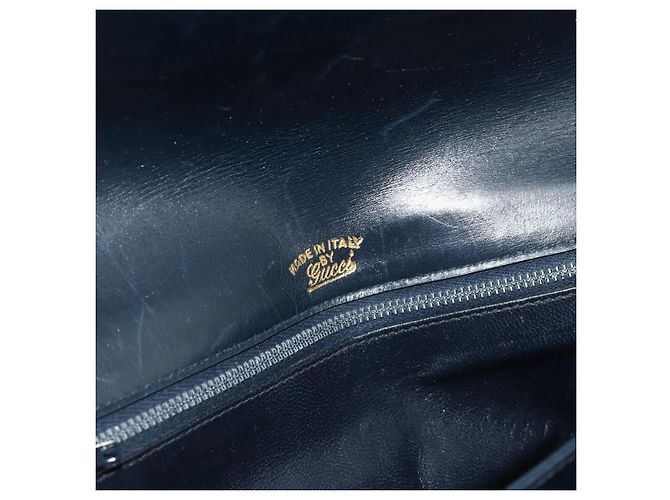 Gucci Borsa a Spalla in Pelle Blu Navy Oro Auth 177154 D'oro - vista 15
