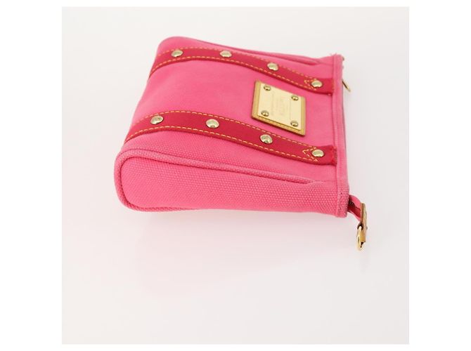 Cintura LOUIS VUITTON in tela e pelle 2 pezzi Rosa Beige LV Auth ti3901 - vista 4