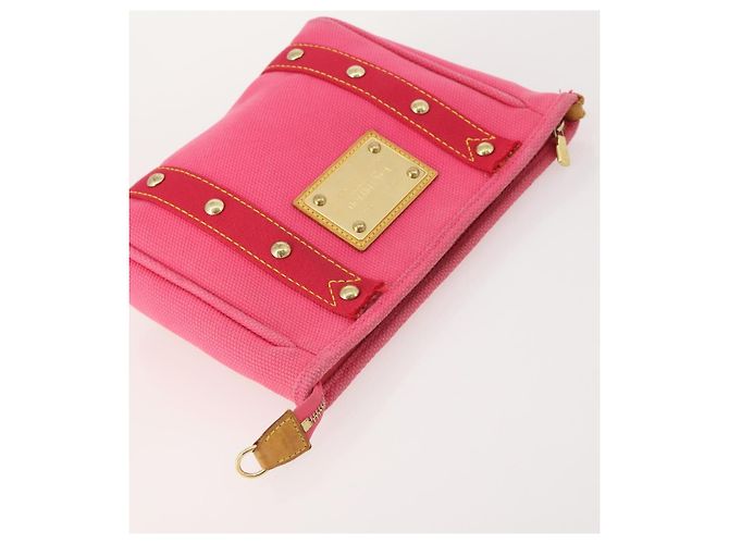 Cintura LOUIS VUITTON in tela e pelle 2 pezzi Rosa Beige LV Auth ti3901 - vista 5