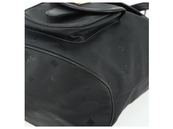 MCM Vicetos Logogram Zaino PVC Nero Oro Auth bs34507 D'oro - vista 11