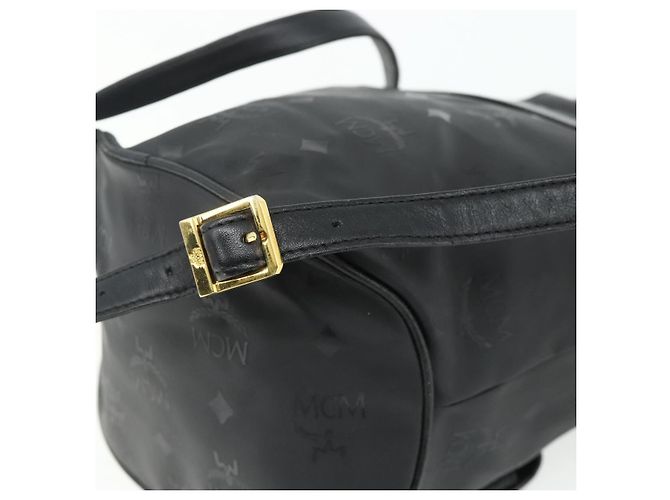 MCM Vicetos Logogram Zaino PVC Nero Oro Auth bs34507 D'oro - vista 13