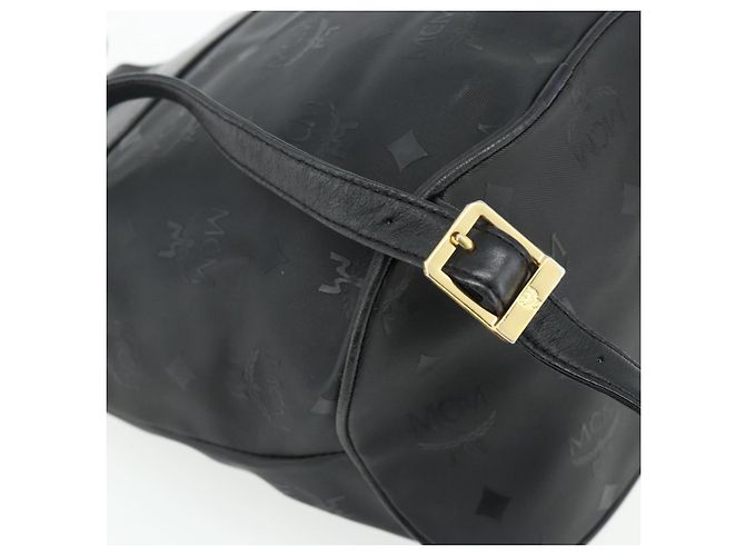 MCM Vicetos Logogram Zaino PVC Nero Oro Auth bs34507 D'oro - vista 14