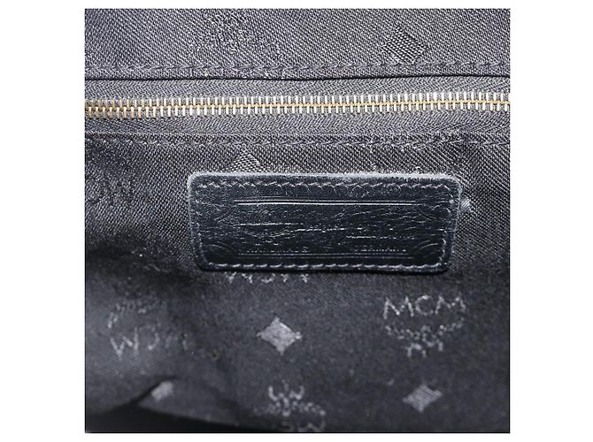 MCM Vicetos Logogram Zaino PVC Nero Oro Auth bs34507 D'oro - vista 16