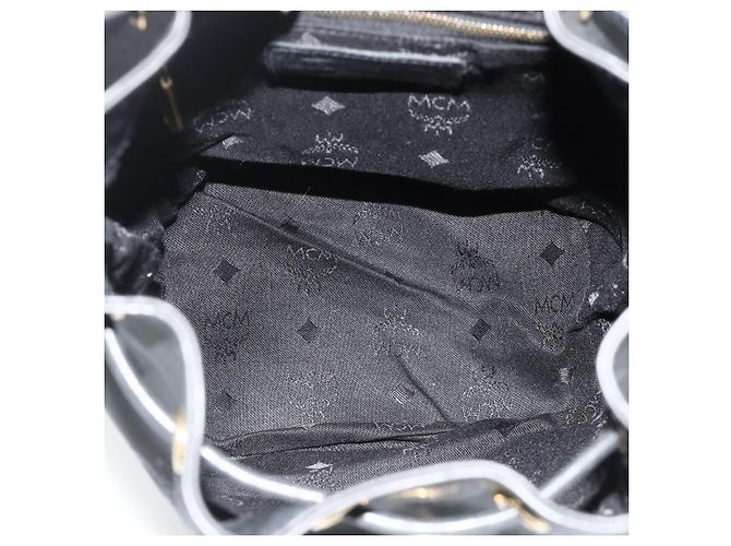 MCM Vicetos Logogram Zaino PVC Nero Oro Auth bs34507 D'oro - vista 17