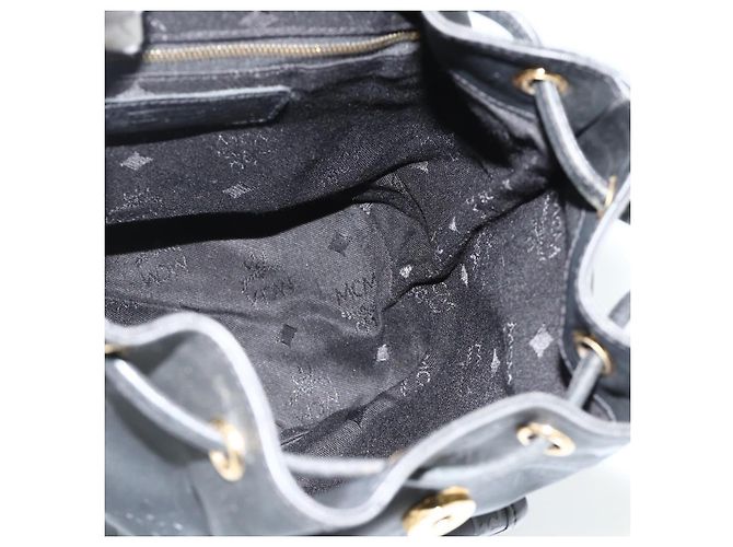 MCM Vicetos Logogram Zaino PVC Nero Oro Auth bs34507 D'oro - vista 18