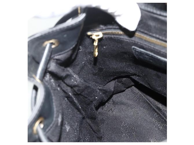 MCM Vicetos Logogram Zaino PVC Nero Oro Auth bs34507 D'oro - vista 19