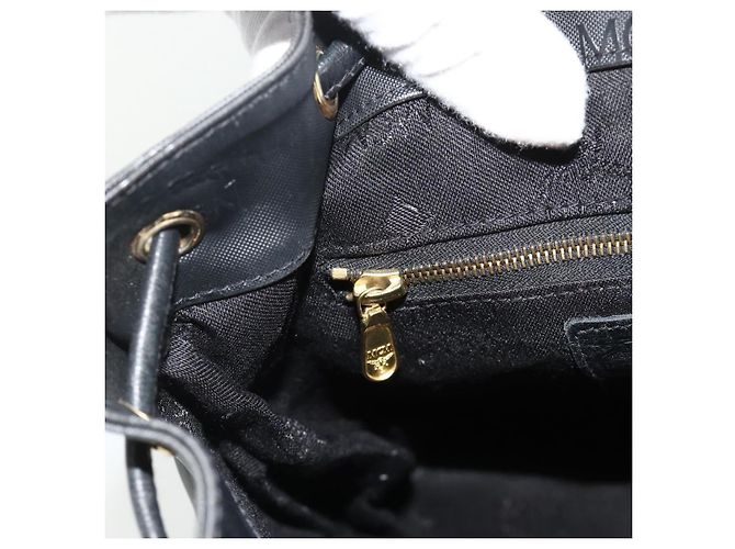 MCM Vicetos Logogram Zaino PVC Nero Oro Auth bs34507 D'oro - vista 20