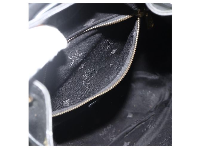 MCM Vicetos Logogram Zaino PVC Nero Oro Auth bs34507 D'oro - vista 21