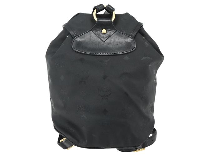 MCM Vicetos Logogram Zaino PVC Nero Oro Auth bs34507 D'oro - vista 3